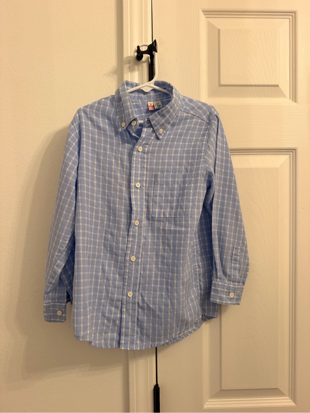 Boys Light Blue Windowpane Button-Down Shirt
